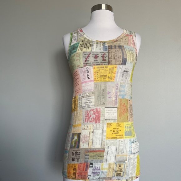 Printed Artwork Blue Label Made In Italy Linen Tickets Posters Tank Top Tee Smal - Picture 8 of 14